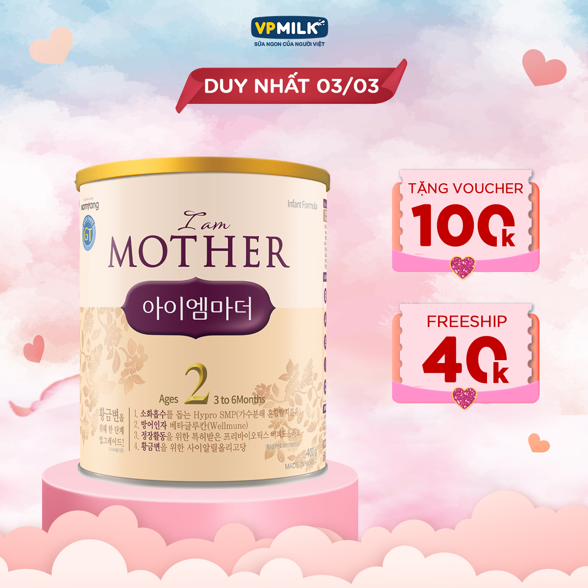 [DATE 07/2024] Sữa Bột Namyang I Am Mother 2 400g đặc chế cho trẻ từ 3-6 tháng