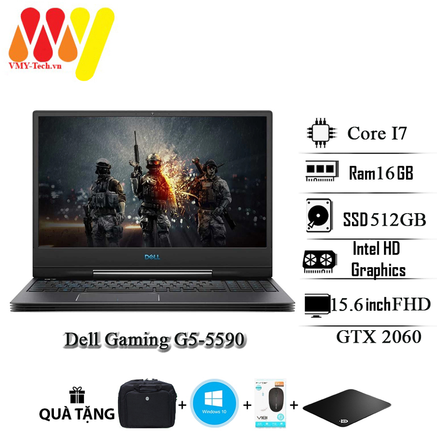 Laptop Gaming Dell G7 7590, Core i7 9750H, Ram 16GB, SSD 512GB, 15.6inch FHD, VGA RTX 2060, tặng kèm bộ quà tặng cao cấp