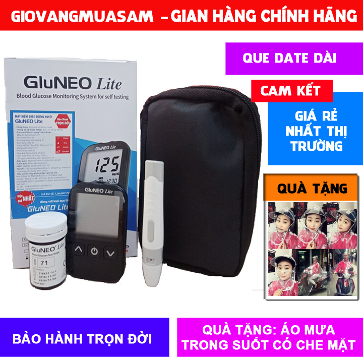 Máy đo đường huyết GluNEO Lite + Tặng 25 que thử và 50 kim chích máu +
