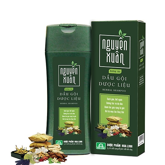 Dầu gội dược liệu nguyên xuân màu xanh