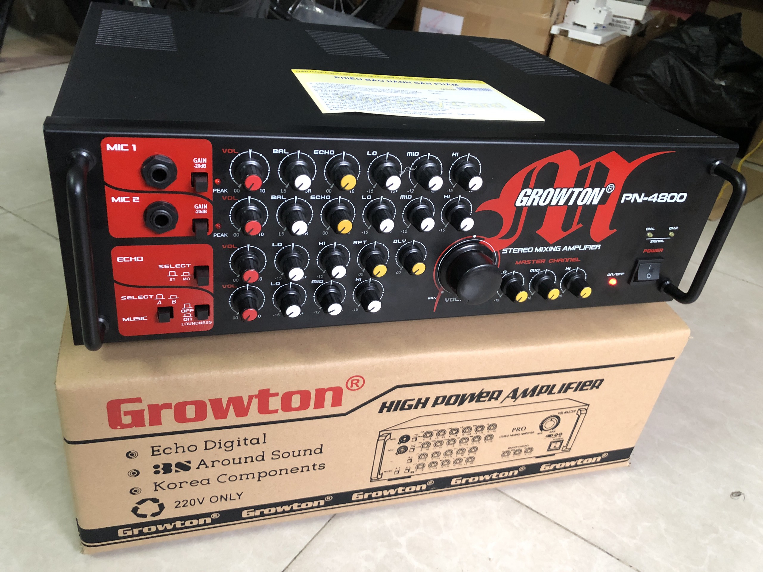 Amply Growton PN-4800 chạy 8 sò Công suất 600W (mẫu mới 2023)