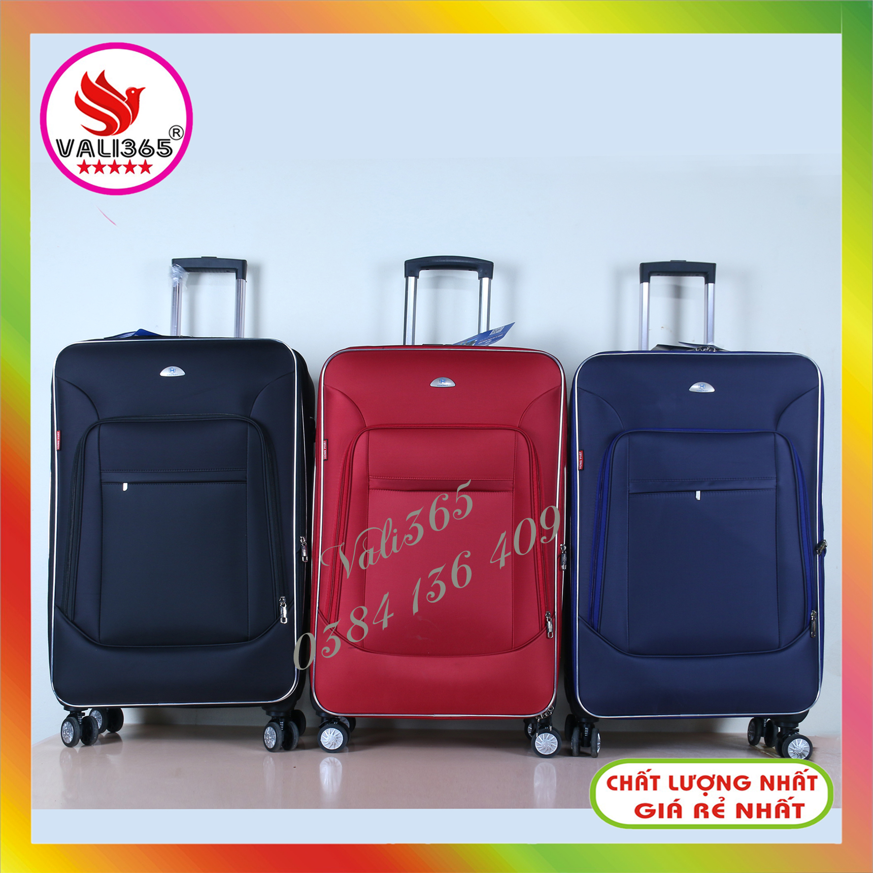 Vali vải dù cao cấp, chống thấm nước. Vali vải  HÙNG PHÁT - Mã VLX-022. 4 bánh xe, xoay 360 độ. hàng Việt Nam chất lượng cao. Bảo hành 1 năm