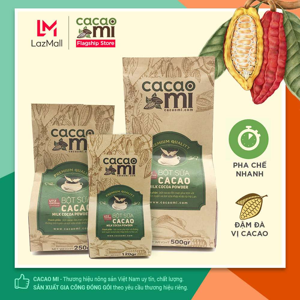 Bột ca cao sữa hòa tan 3in1 CacaoMi thơm ngon đậm đà vị cacao nguyên chất chuyên pha chế socola nóng, trà sữa, milo dầm, làm bánh