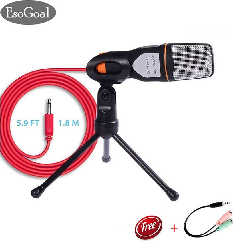 EsoGoal Professional Condenser Sound Podcast Studio Recording Microphone Mic with Tripod Stand for PC Laptop Computer Apple Mac Skype (Black)