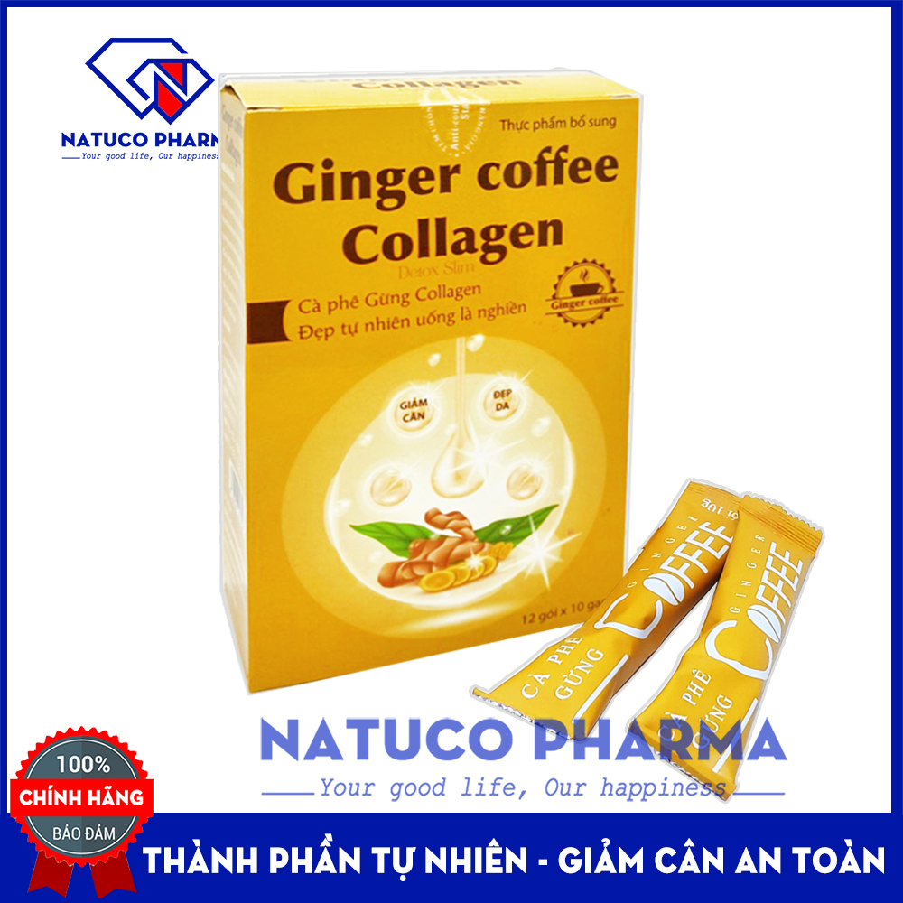 Ginger Coffee Collagen detox slim - hỗ trợ giảm cân an toàn - hộp 12 gói