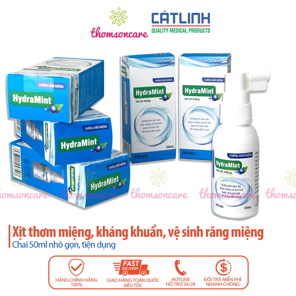 Xịt thơm miệng Hydramint Gel kháng khuẩn vệ sinh răng miệng 50ml  ngừa hôi miệng khô miệng hơi thở tươi mát sạch sẽ làm dịu đau rát miệng họng ngăn ngừa vi khuẩn  khử mùi khó chịu ngừa bệnh răng miệng