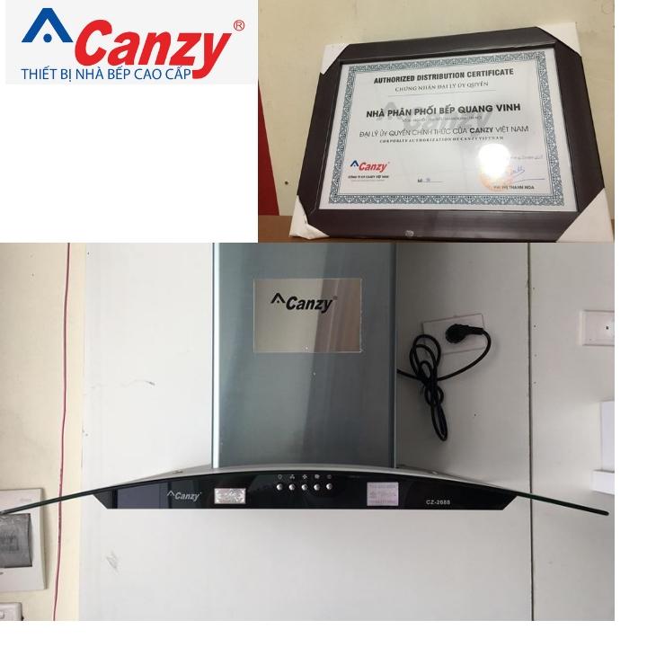 Máy hút khói khử mùi kính cong canzy cz 2688 kèm ống thoát khí-quang vinh