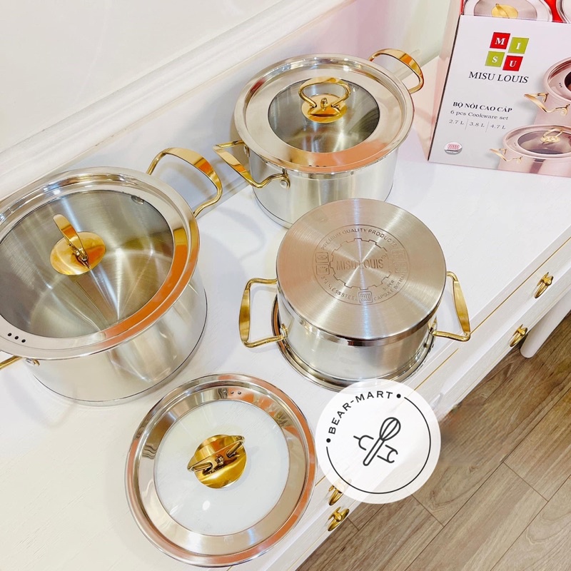 Bộ Nồi Inox 3 Cái CAMEL, đáy 3 lớp, chống dính, tay cầm cách nhiệt - Bộ nồi inox cao cấp, nồi inox, 