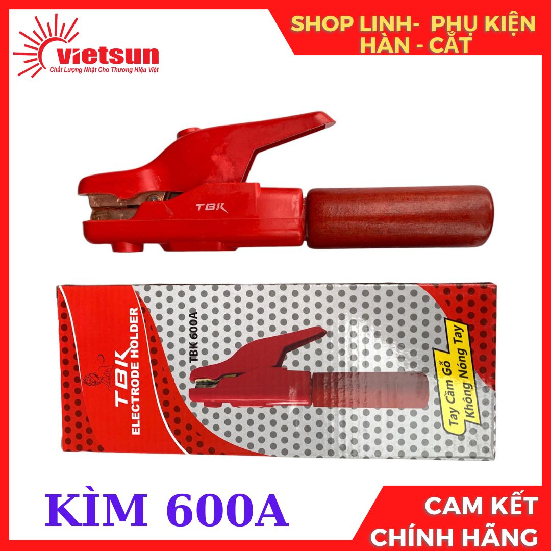 Kìm hàn cán gỗ 600a, kìm hàn tay gỗ , kim hàn tbk 600a