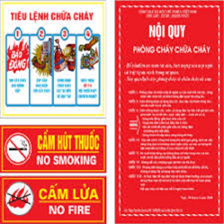 Bộ nội quy, tiêu lệnh PCCC , bảng nội quy ,tiêu lệnh , cấm thuốc , cấm lửa.
