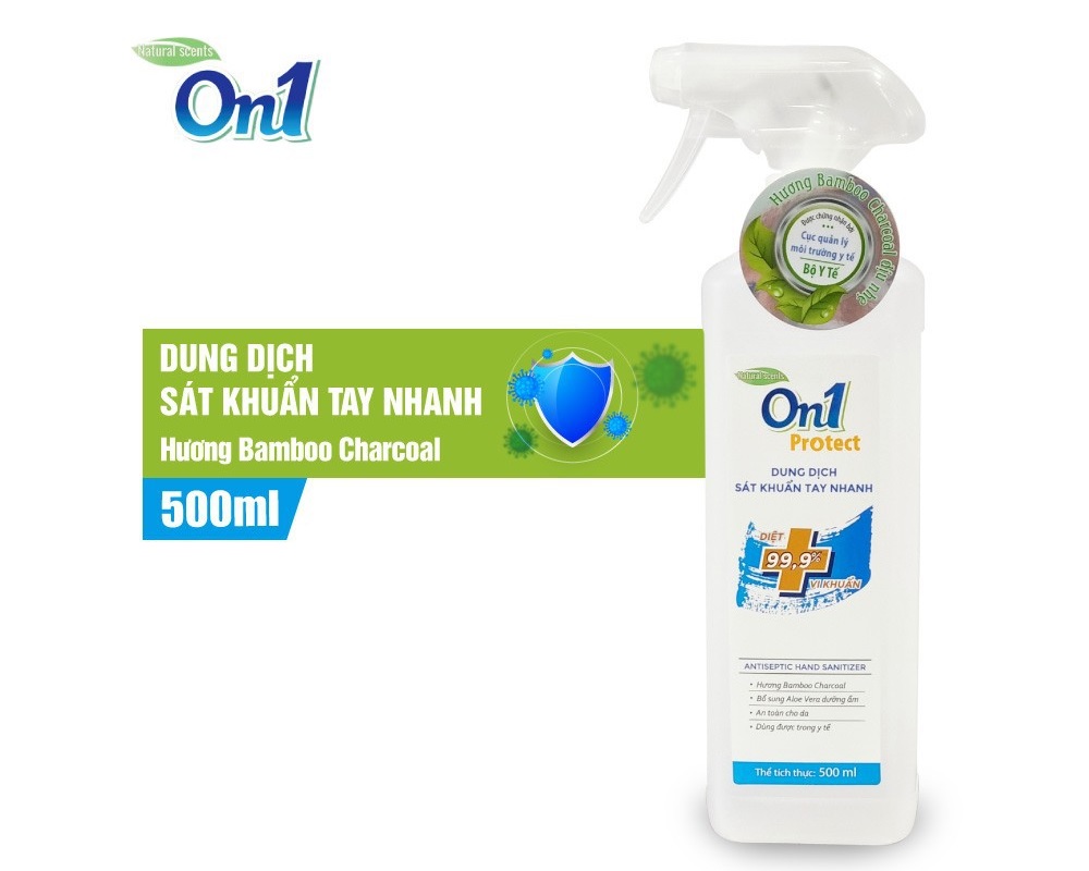 Dung Dịch Sát Khuẩn Tay Nhanh On1 Protect Hương BamBoo Charcoal 500ml