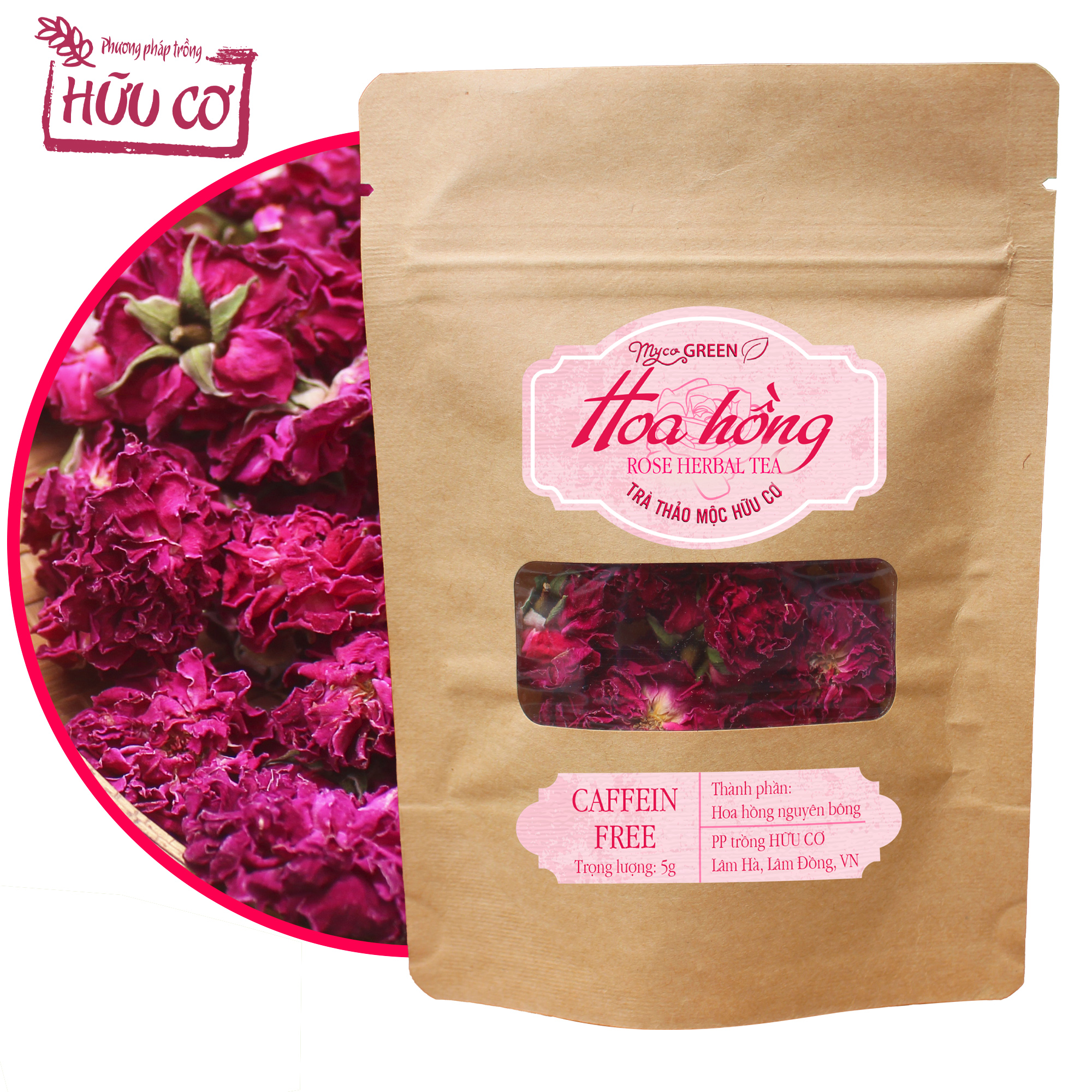Mycogreen, trà hoa hồng thảo mộc, pp trồng hữu cơ