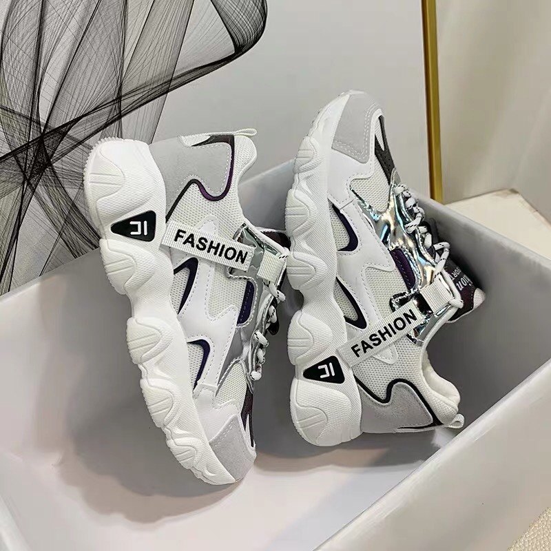 (3 màu)Giầy Nữ sneaker đế cao kiểu dáng thể thao trẻ trung ILa phản quang