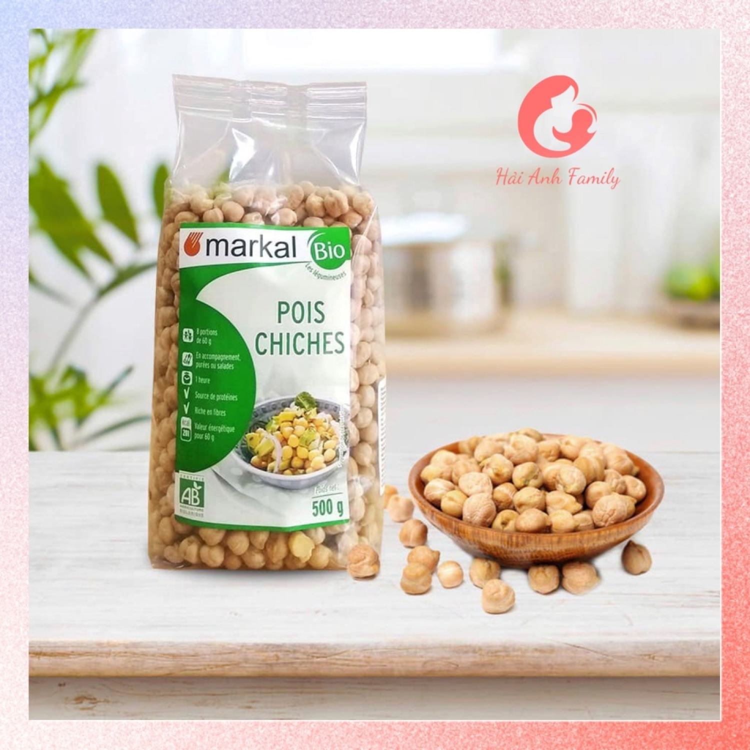 Đậu gà hữu cơ markal cho bé ăn dặm gói 100-500g hải anh family