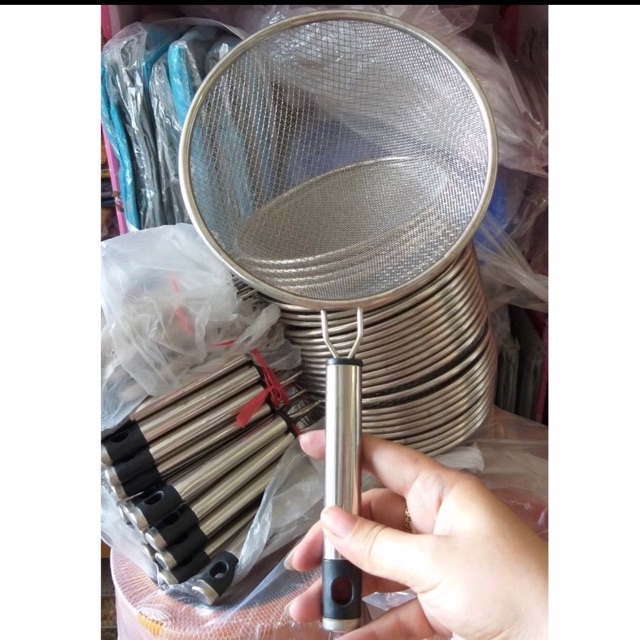 Rẻ vô địch_ rây lọc cua, lọc cháo, lọc cặn, lọc nước inox 2 lớp 16cm