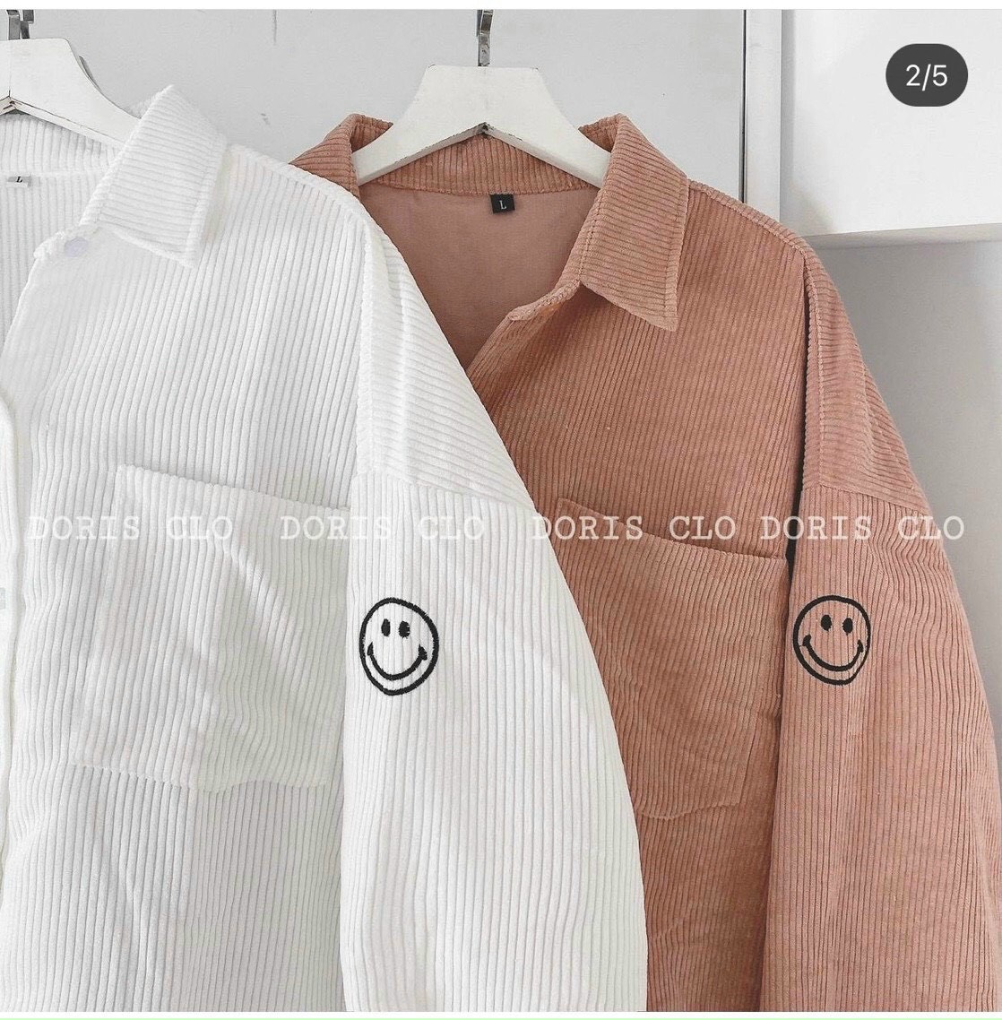 ÁO Sơ Mi chất Nhung tay thêu MẶT CƯỜI form rộng hàn quốc -HOA STORE