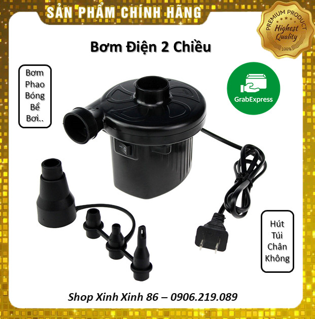 Bơm phao điện 2 chiều - bơm phao bơi thổi - hút chân không chuyên dụng cầm tay mini