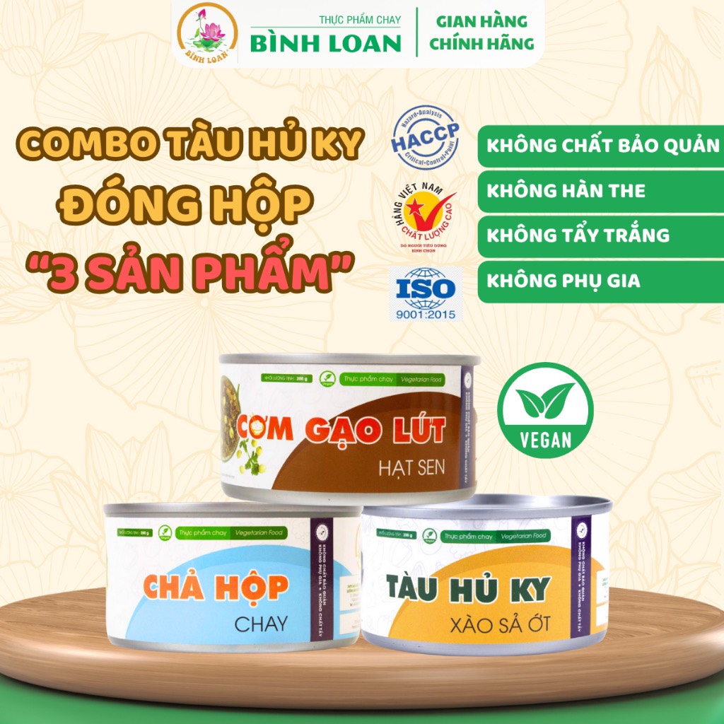Combo 3: cơm gạo lứt hạt sen - tàu hủ ky xào sả ớt - chả chay