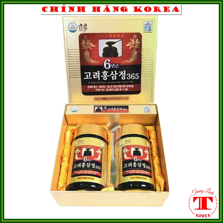Cao sâm hàn quốc 365 chính hãng, hộp 2 lọ x 240gr - Cao hồng sâm 365 giúp tăng thể lực, phòng ung thư - tranglinhkorea