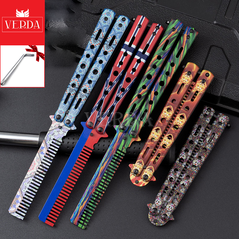 [TẶNG VÍT 2 ĐẦU] Lược bướm butterfly CSGO tập luyện mô hình skin thép không gỉ họa tiết BaliZ mới cao cấp