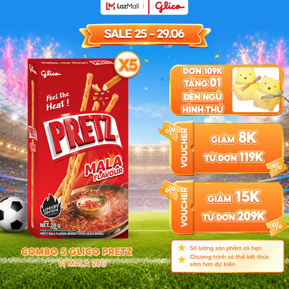 Combo 5 Hộp Bánh Que Snack Nướng Giòn PRETZ SPICY BUMB Vị Cay MALA - 28G/Hộp