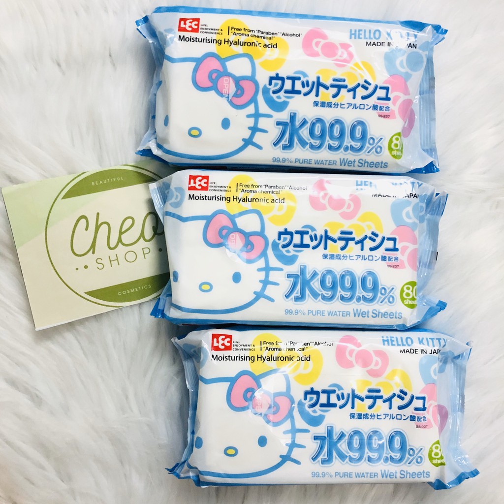 Combo 3 bịch khăn ướt Lec Hello Kitty 80 tờ