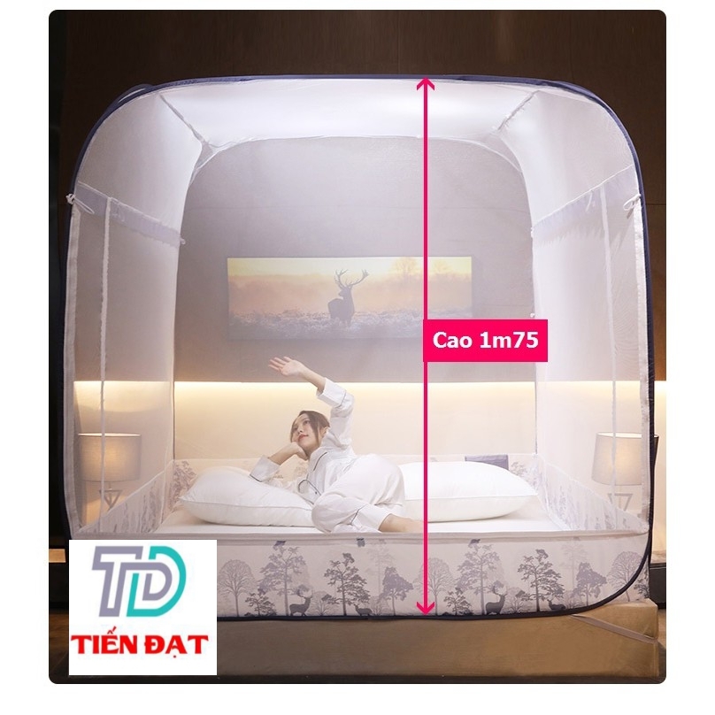 màn tự bung đỉnh vuông tiến đạt có chân viền vải cao cấp [ hàng loại 1 ]