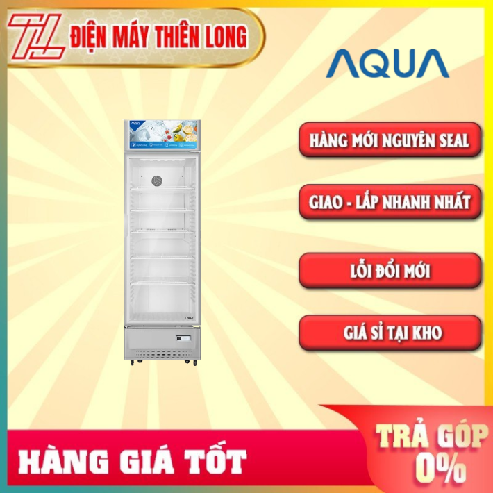 Tủ mát Aqua 320 lít AQS-AF440S - 5 khay đựng Bánh xe Cửa kính Nút điều chỉnh nhiệt độ bên ngoài tủ Đèn LED - TRẢ GÓP 0% - GIAO TOÀN QUỐC - NGOÀI HCM TÍNH PHÍ