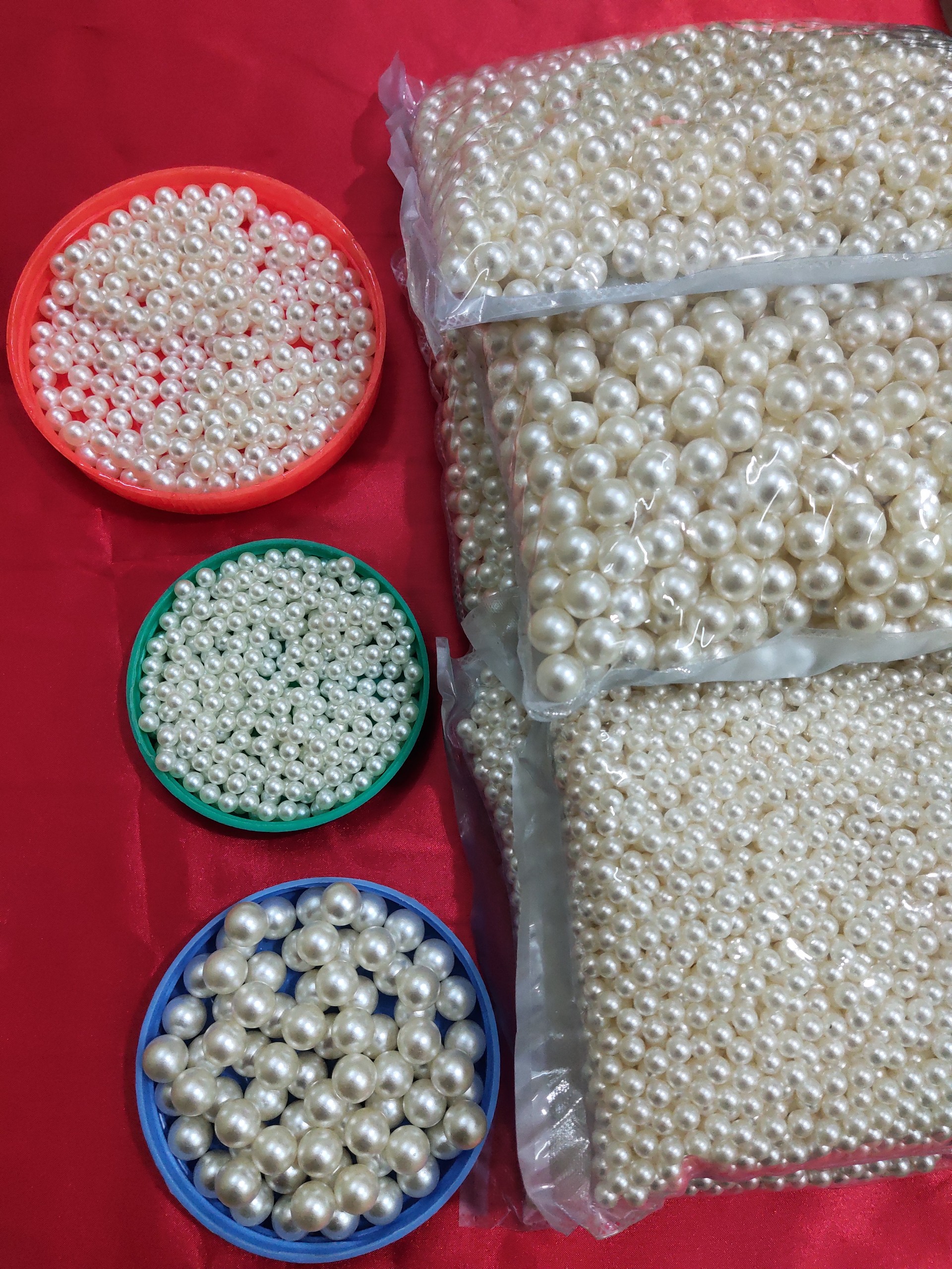Hạt nhựa màu ngọc trai không lỗ, hạt ngọc đóng  chuyên phụ kiện thủ công tổng hợp, phụ kiện may, phụ kiện chụp nail