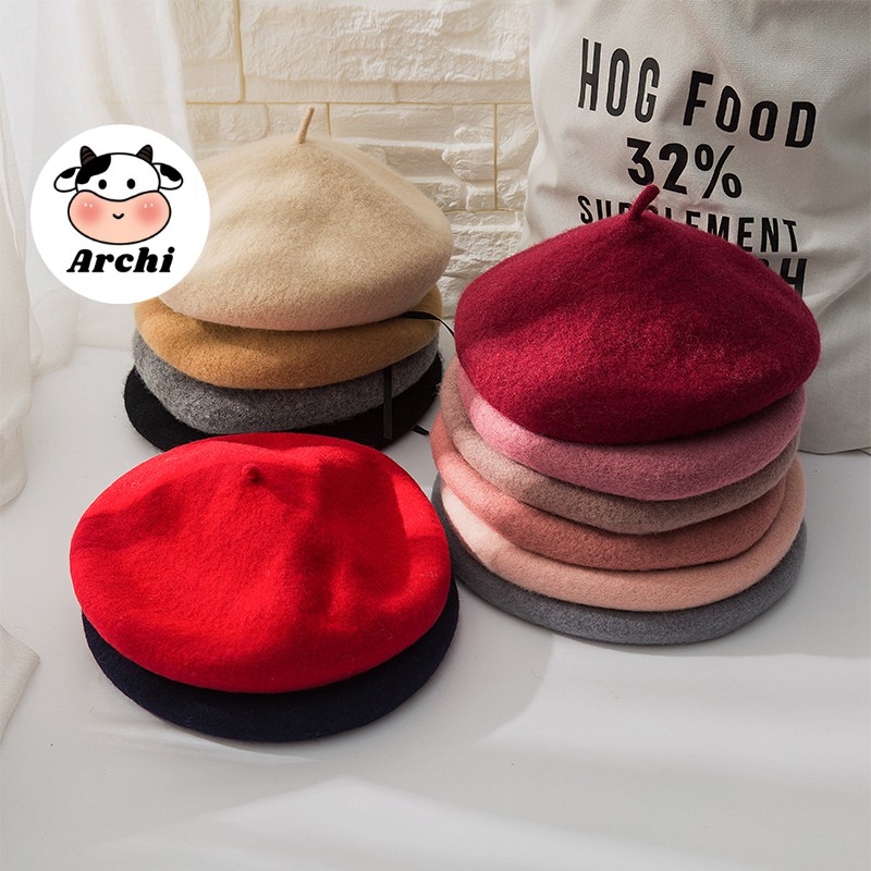 Mũ nồi beret dạ Ảnh thật