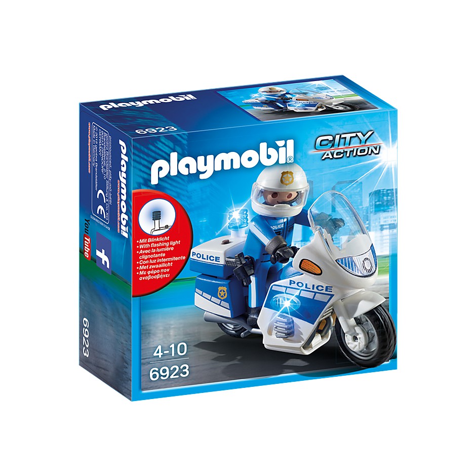 Đồ chơi nhập vai Playmobil XE MÁY CẢNH SÁT VỚI ĐÈN LED - Funnyland