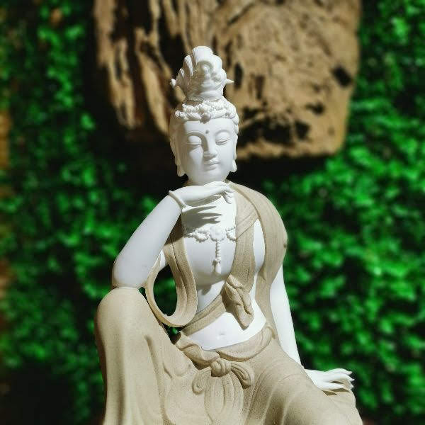 [HCM]Tượng Quan Âm Tự Tại gốm tử sa bạch gốm