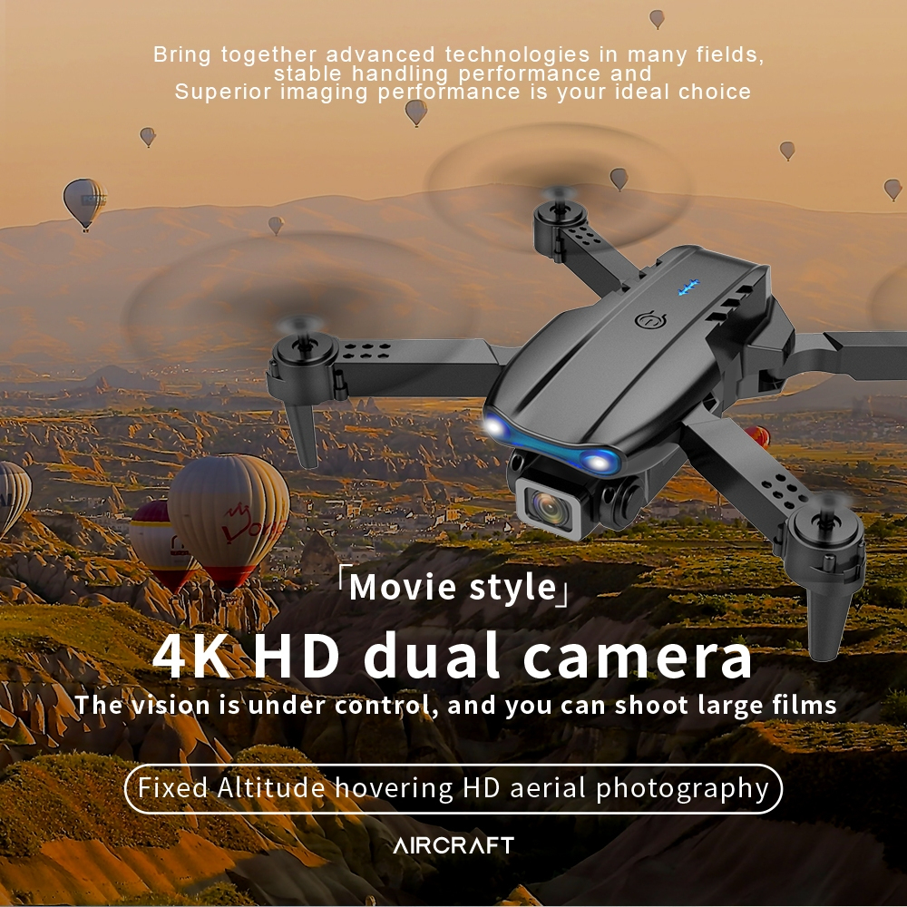 Máy Bay Flycam E99 Pro/K3，Drone Cuộn 360°,ảnh cử chỉ, camera kép HD, dòng ánh sáng lơ lửng,Kết nối ứng dụng