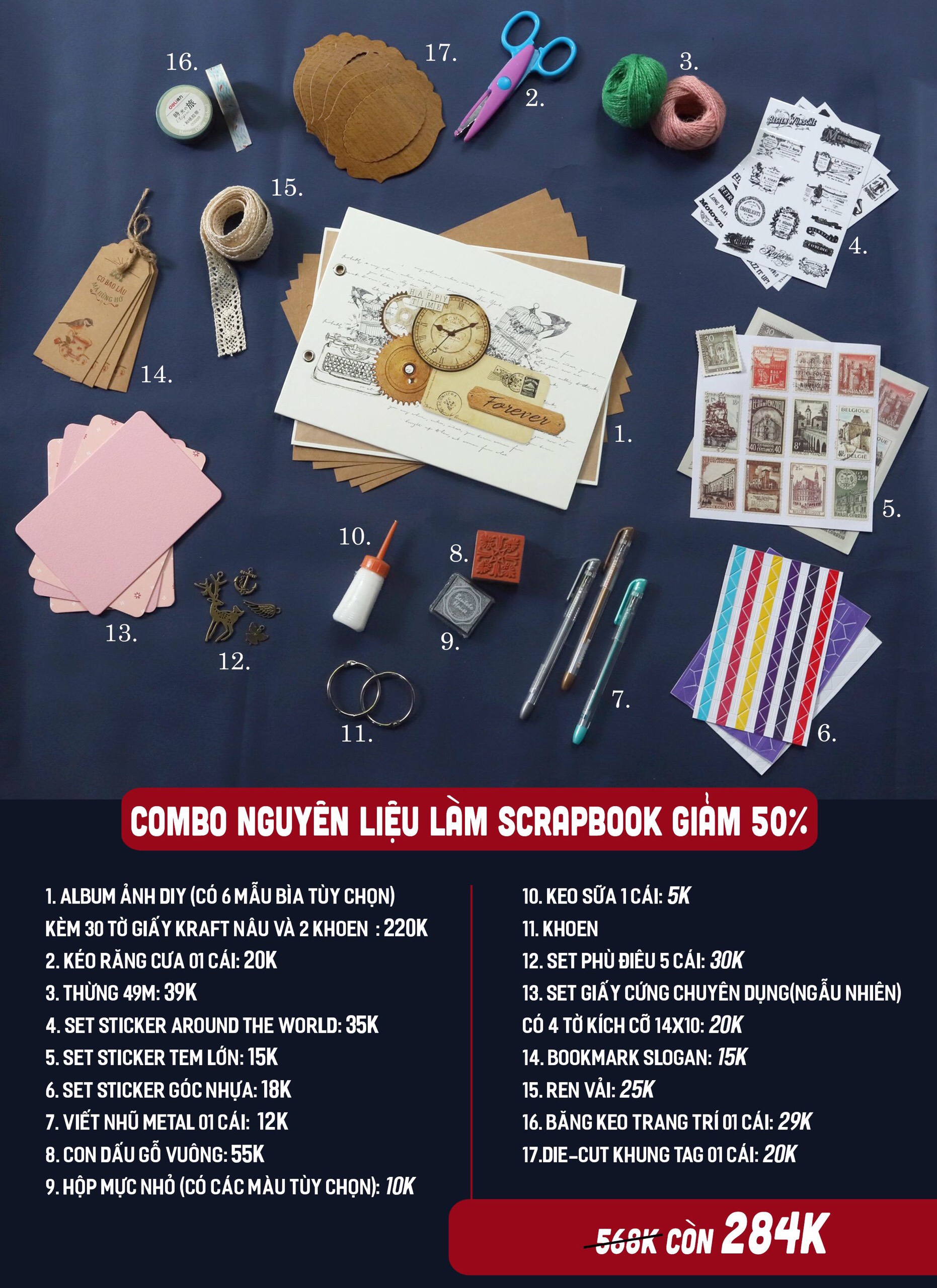 [HCM]Combo Nguyên Liệu Làm Album Ảnh Handmade SALE 50%