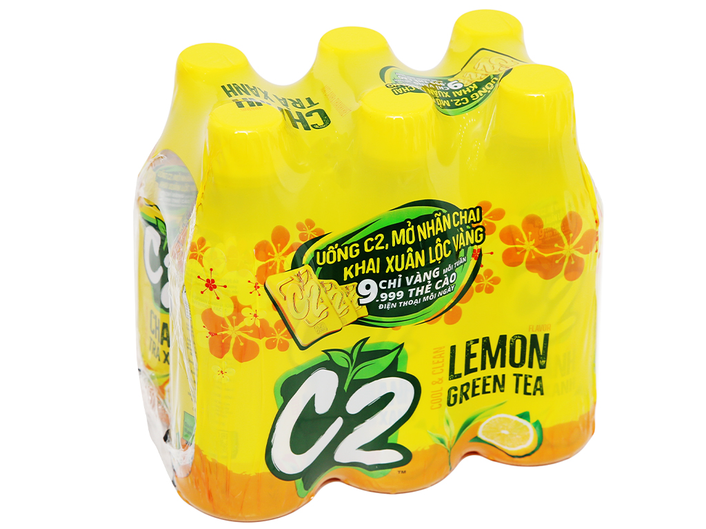 6 chai trà xanh C2 hương chanh 360m