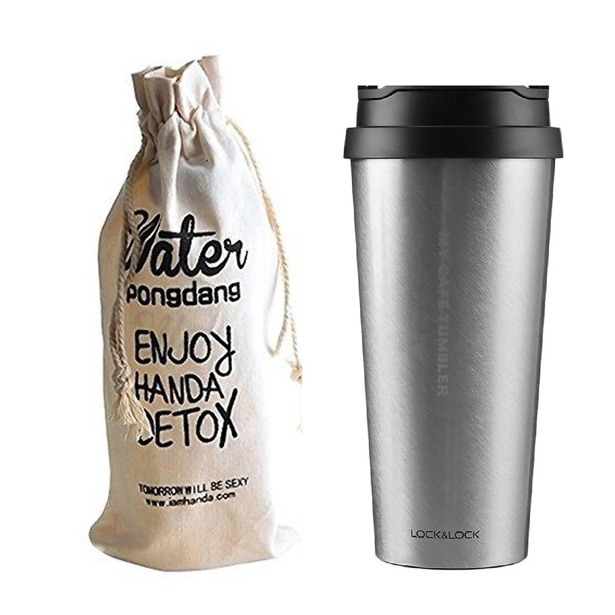 Ly Giữ Nhiệt Bằng Thép Không Gỉ Lock&Lock Clip Tumbler LHC4151SLV Kèm Túi Vải Tiện Lợi