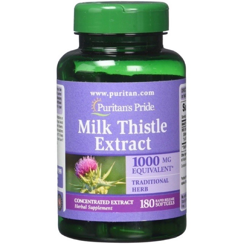 Viên uống milk thistle 1000mg puritan’s pride – bổ gan giải độc gan – 180 viên