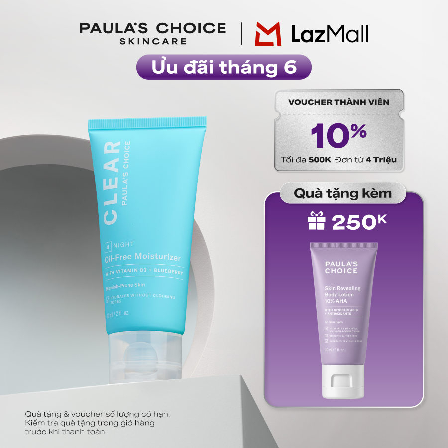 Kem Dưỡng ẩm dịu nhẹ không chứa dầu dành cho da mụn Paula’s Choice Clear Oil-Free Moisturizer 60ml- 3800
