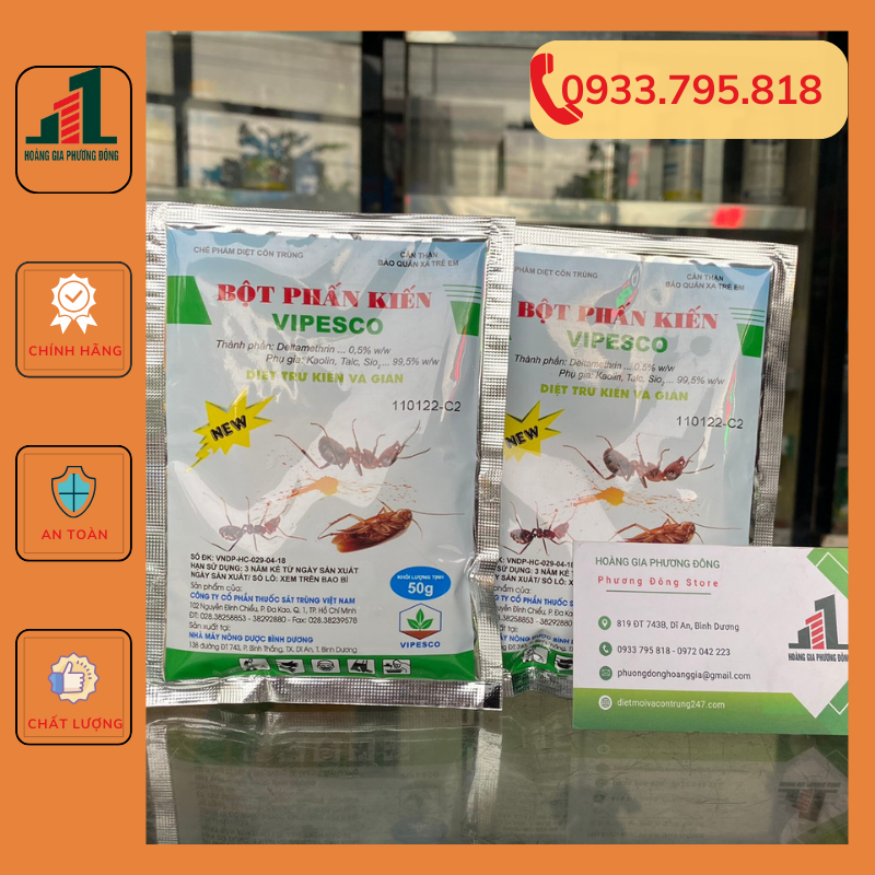 Phấn kiến bột - bột phấn kiến vipesco diệt côn trùng (Gói 50g)
