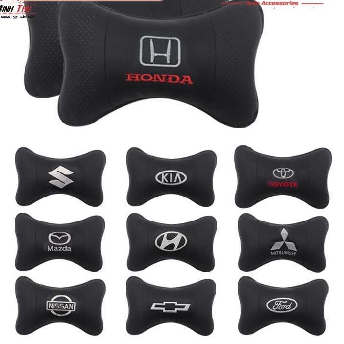 Gối Tựa Đầu 3D Xe Hơi Có Thêu Logo Hãng Xe Honda Hyundai Kia Toyota Mazda Ford Chevrolet Mercedes Nissan..