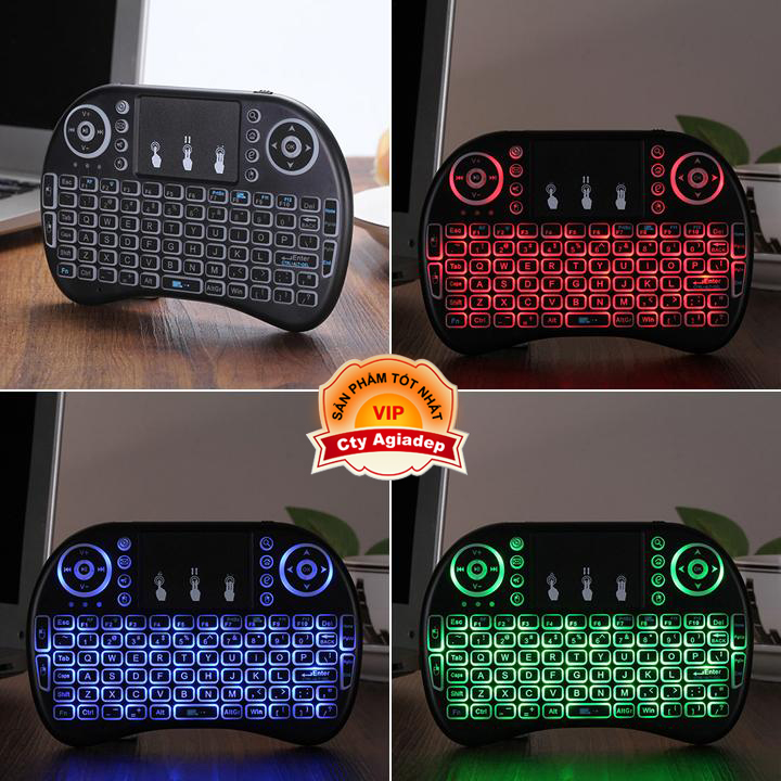 Bàn phím mini bluetooth kiêm chuột i8 Loại tốt có pin Lithium (có ánh sáng)