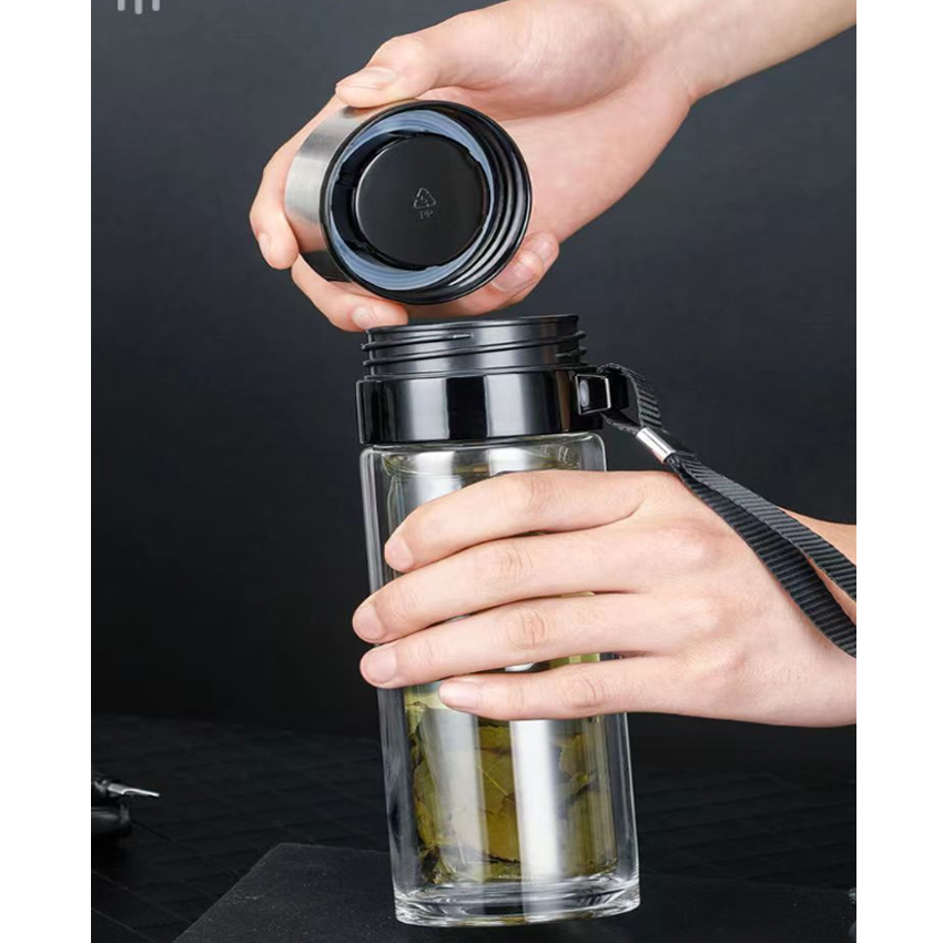 Bình thuỷ tinh 2 lớp lọc trà cao cấp dung tích 550ml ti0481