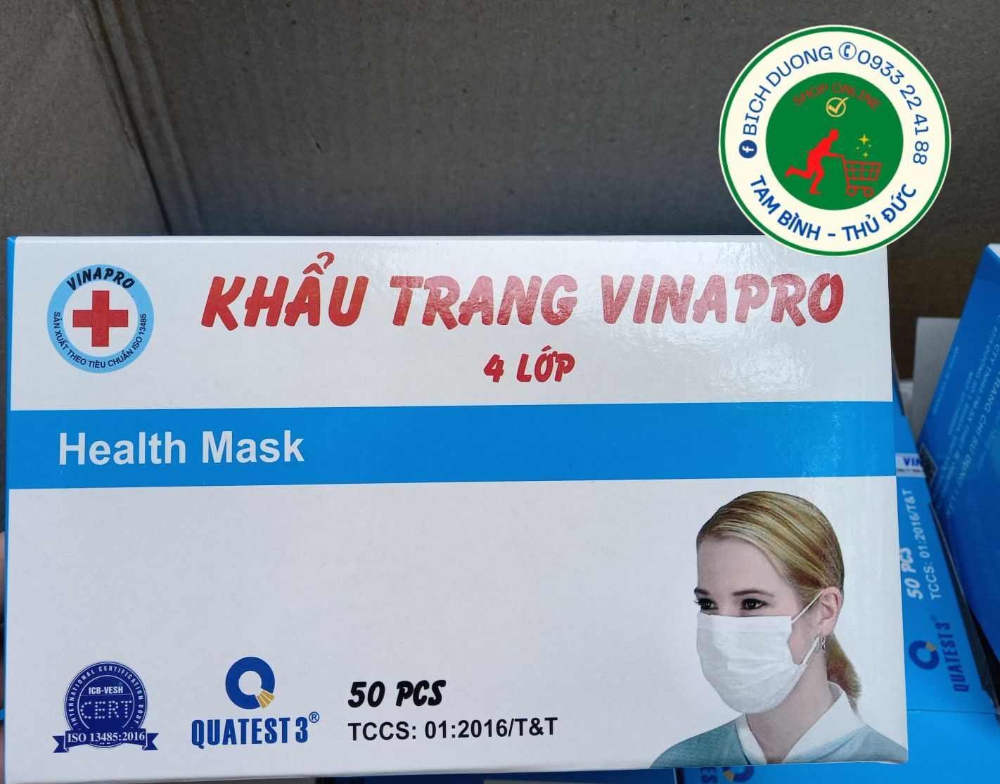 Set 50 cái khẩu trang y tế 4 lớp vinapro