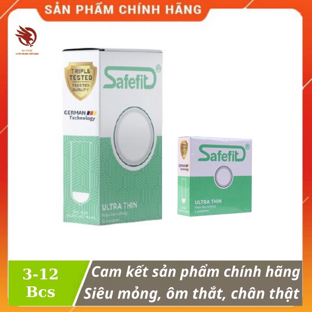[ CHÍNH HÃNG ] - Bao cao su Safefit Ultrathin, siêu mỏng, ôm khít chống tuột, chân thật - Hộp 3 - 12 cái