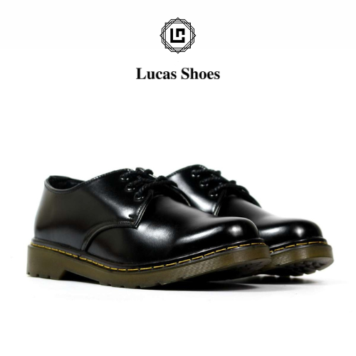 Giày Đốc da cổ thấp đen unisex Lucas Shoes