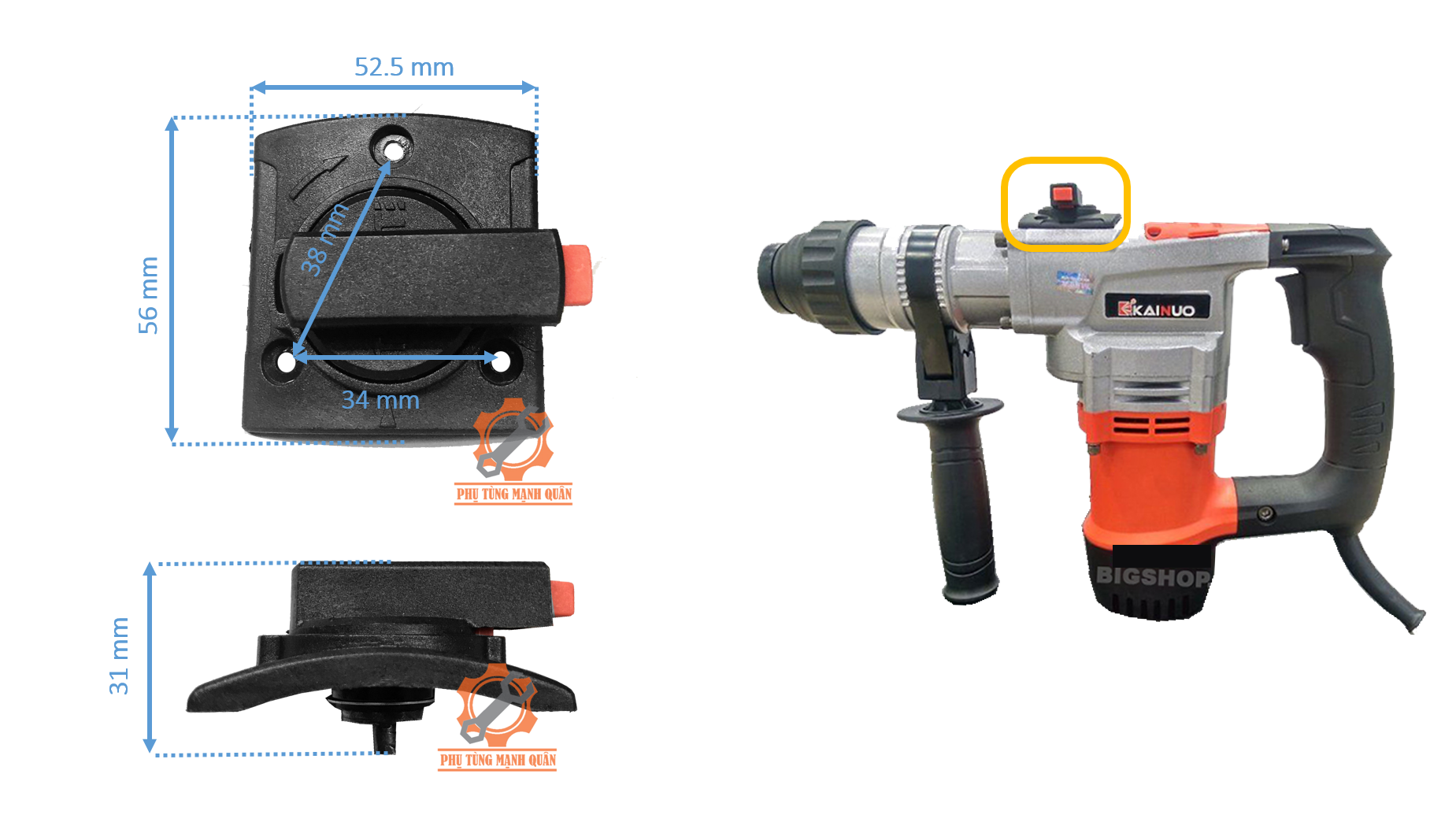 công tắc chuyển máy khoan đục kenyo- công tắc chuyển khoan đục Kainuo 26mm KN8268