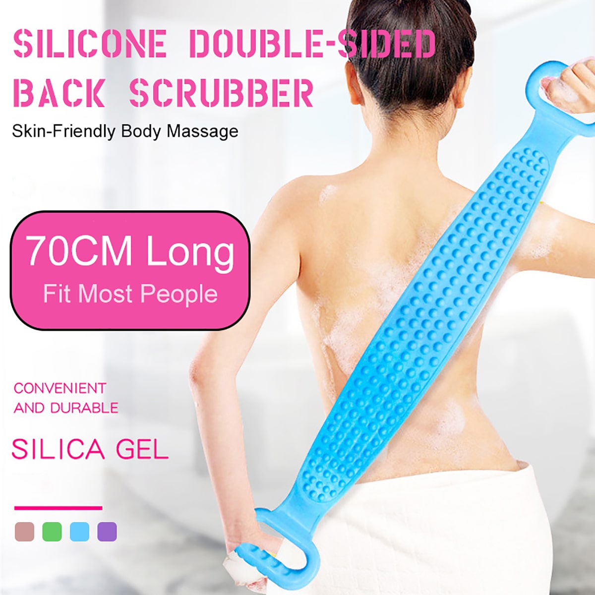 Dây tắm chà lưng silicon 2 mặt- Dây đai chà lưng silicon đa năng - đàn hồi massage da... Dây Tắm Chà Lưng Silicon 2 Mặt Giúp Massage Lưng Tẩy Da Chết Hi