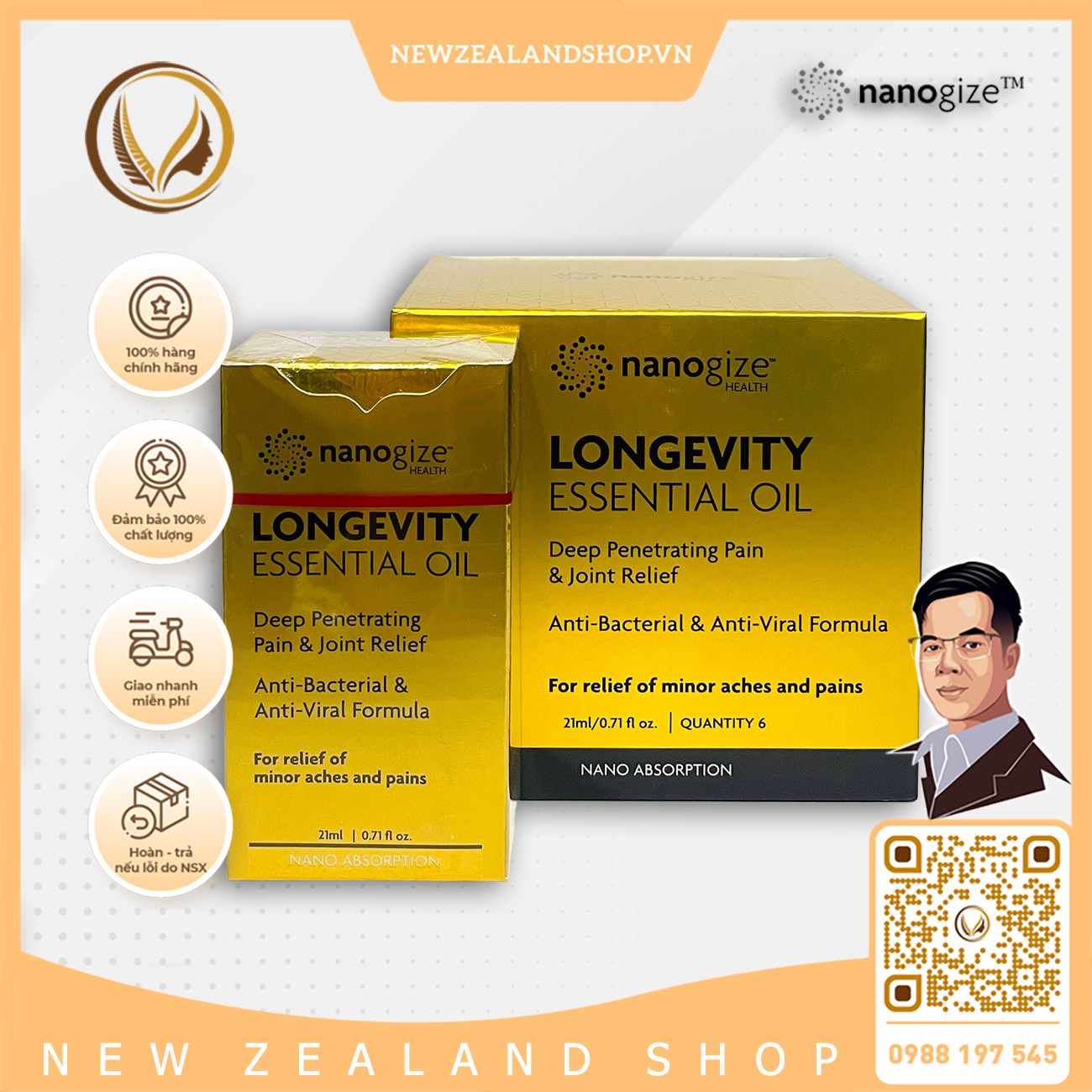 Dầu gió trường thọ Nhập Khẩu Mỹ Nanogize Longevity Essential Oil™
