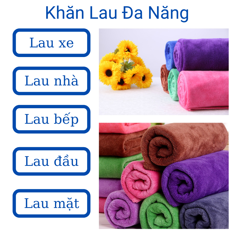 4 khăn lau xe ô tô xe hơi công nghệ Microfiber kích thước 30x60 dầy dặn thấm hút tốt