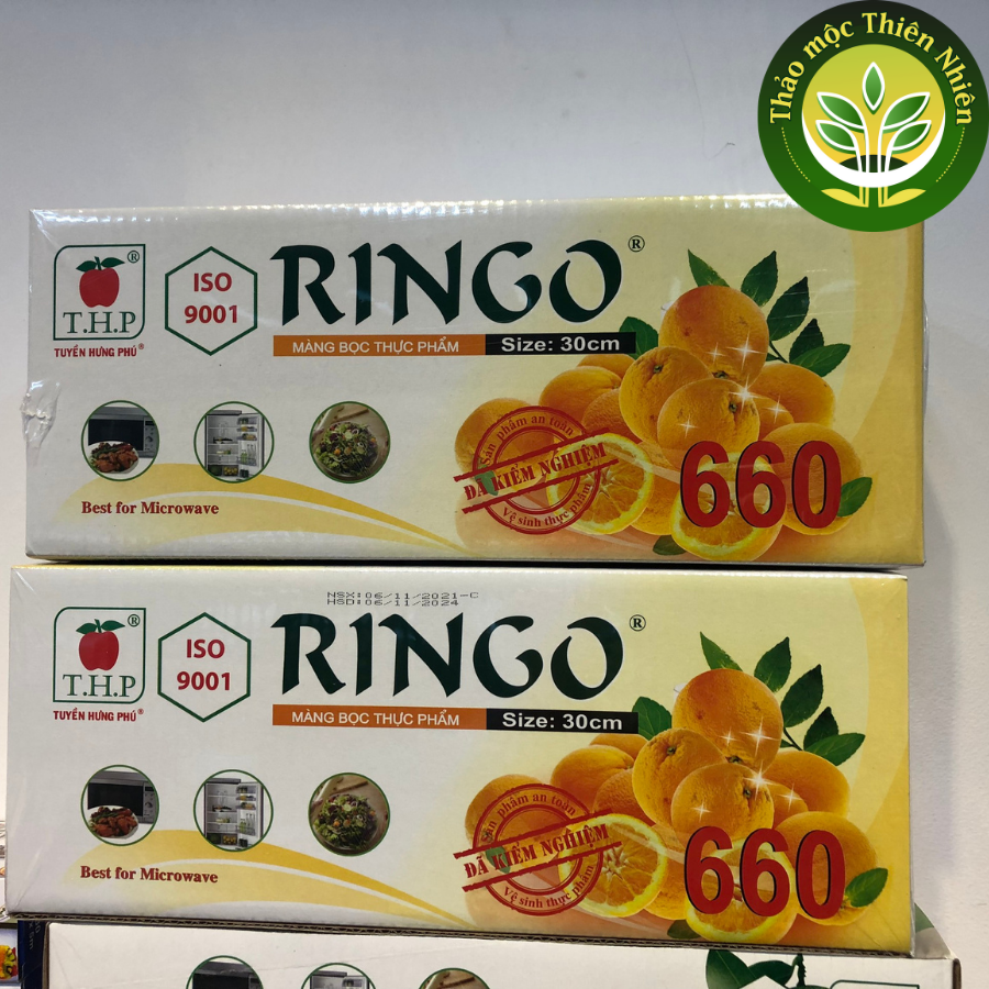Màng bọc thực phẩm chính hãng Ringo 660 , chịu được nhiệt độ cao, giúp bảo quản thực phẩm sống và chín tươi lâu hơn l l Kho thảo mộc thiên nhiên